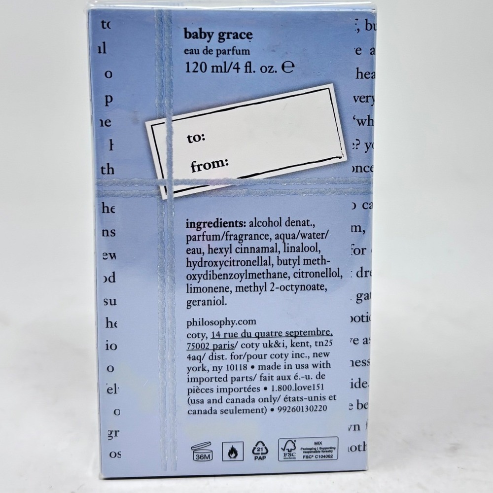 Philosophy Baby Grace Eau De Parfum Fragrance Spray 4 fl oz 120ml New Sealed - Picture 2 of 4